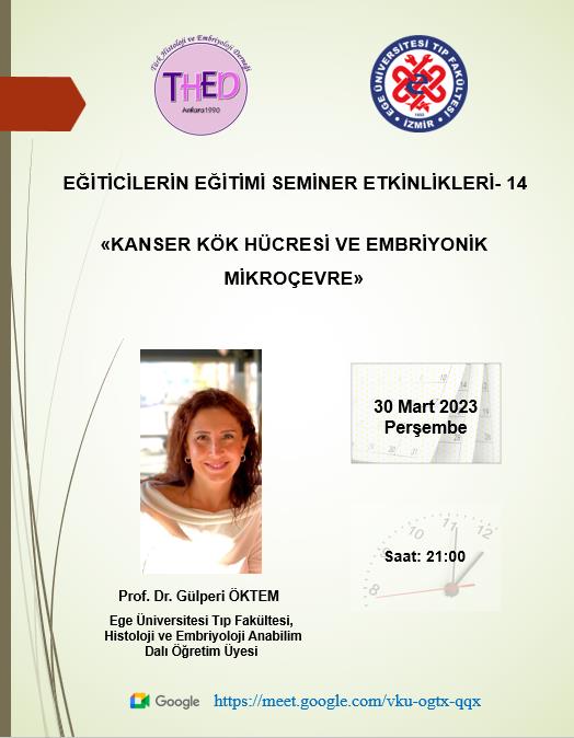 30.03.2023- KANSER KÖK HÜCRESİ ve EMBRİYONİK MİKROÇEVRE